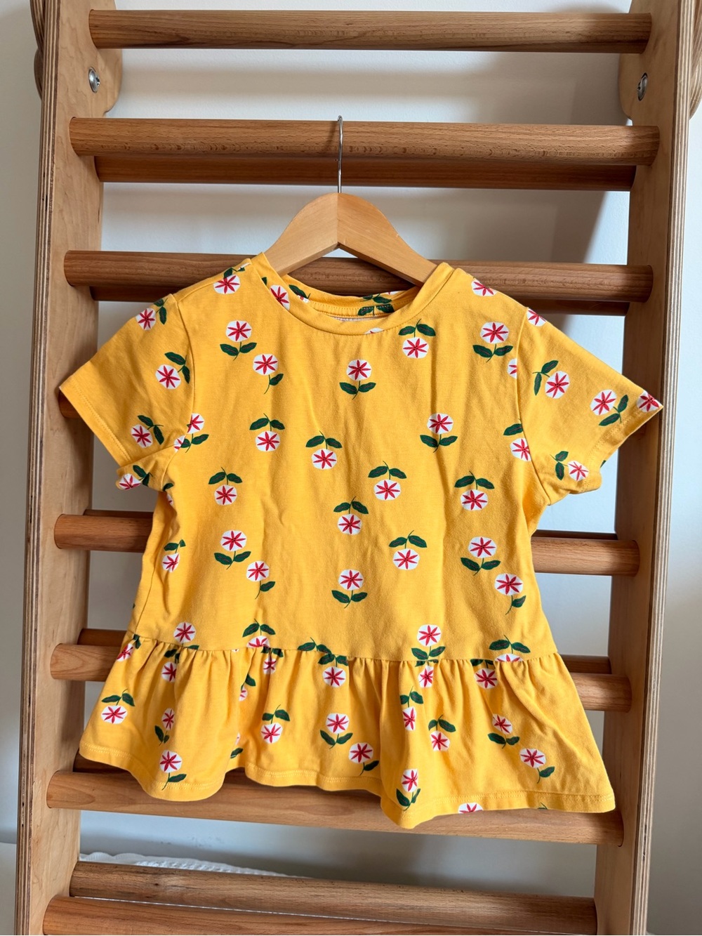 ✨ Hanna Andersson Girls Floral Top Yellow Mustard 6-7Y GUC
